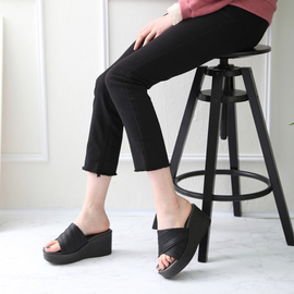 [GIRLS GOOB] Women's Comfortable Wedge Sandal Platform Slip-On Shoes, Synthetic Leather - Made in KOREA